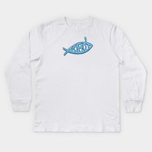 Robot Jesus fish Kids Long Sleeve T-Shirt